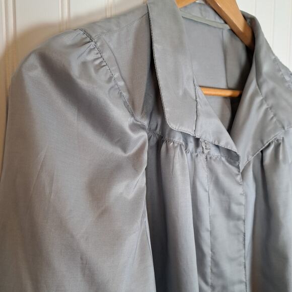 VTG Duckwear / Misty Harbor Long Trench Rain Coat Womens L Blue Button Front 80s - Picture 4 of 12